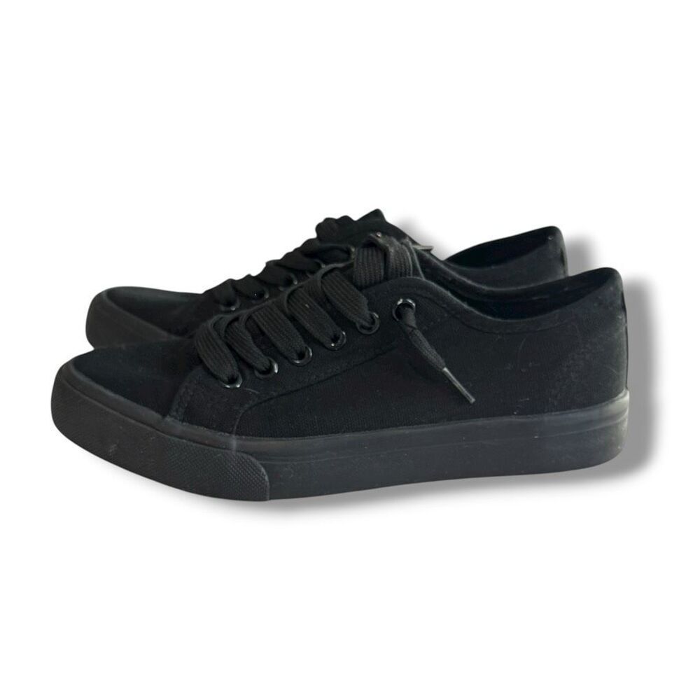 Black Lace Up Canvas Sneakers Size 6